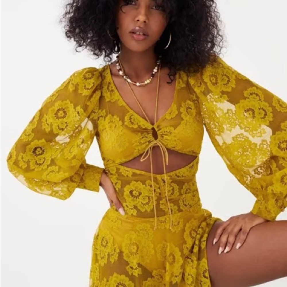For Love And Lemons Yellow Asymmetrical Dress
